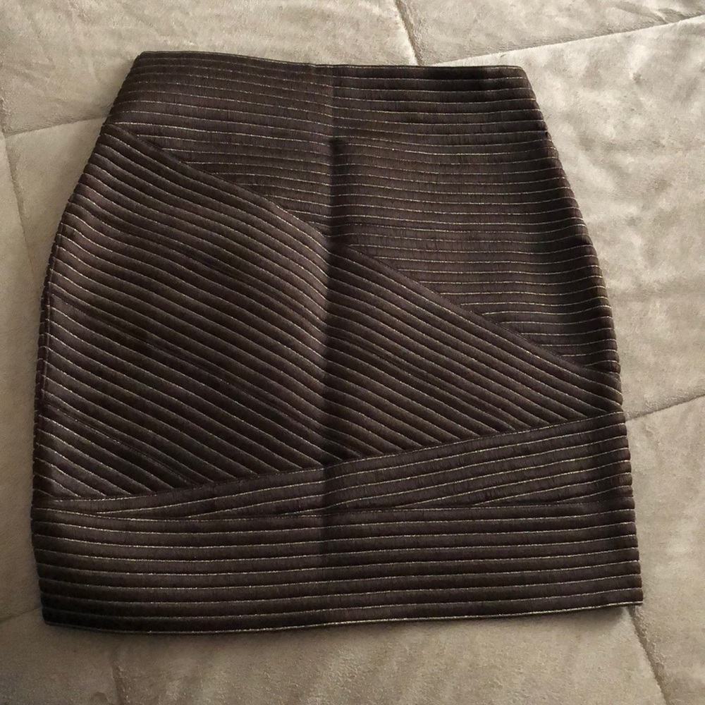 Brown with gold stripes mini skirt